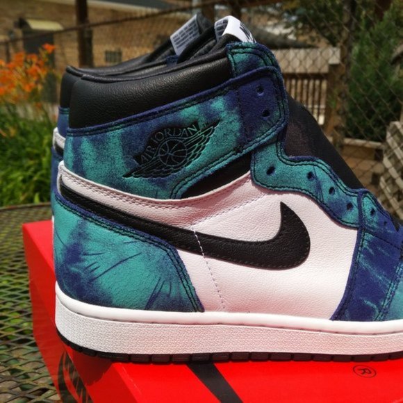 Nike Air Jordan 1 High Tie Dye Blue Sneakers - Women's 8 & Women's 9 Shoes - Picture 4 of 16